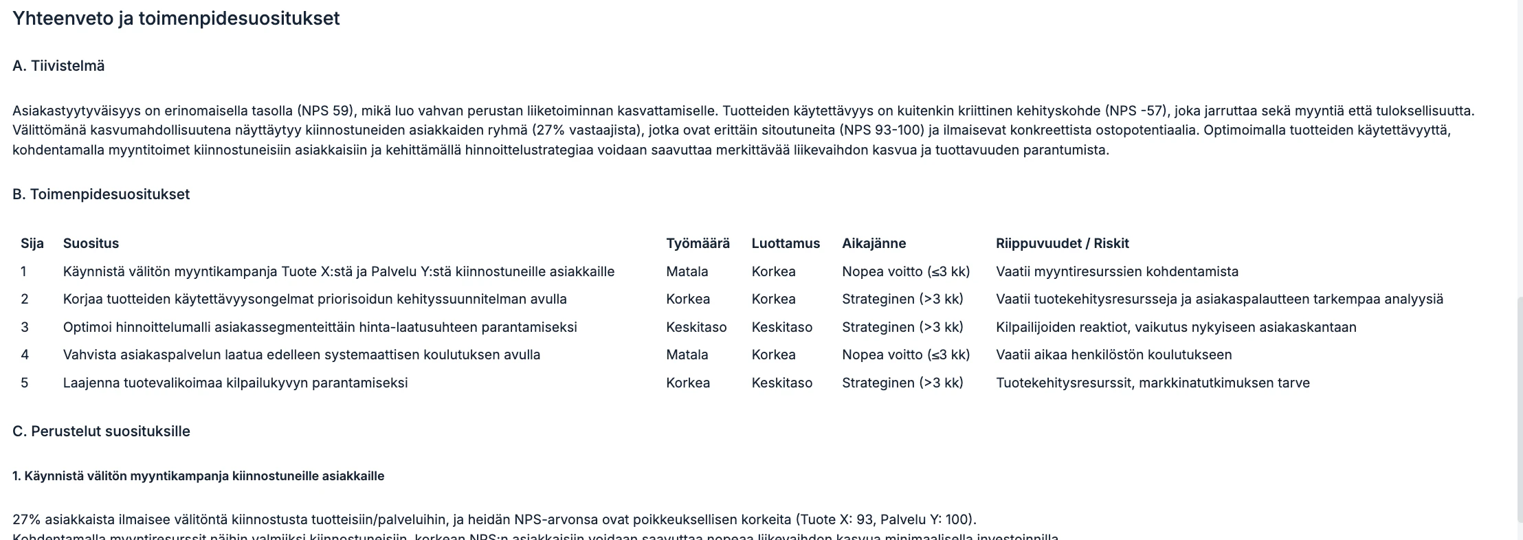 Esko-tekoälytyökalun luoma tiivistelmä